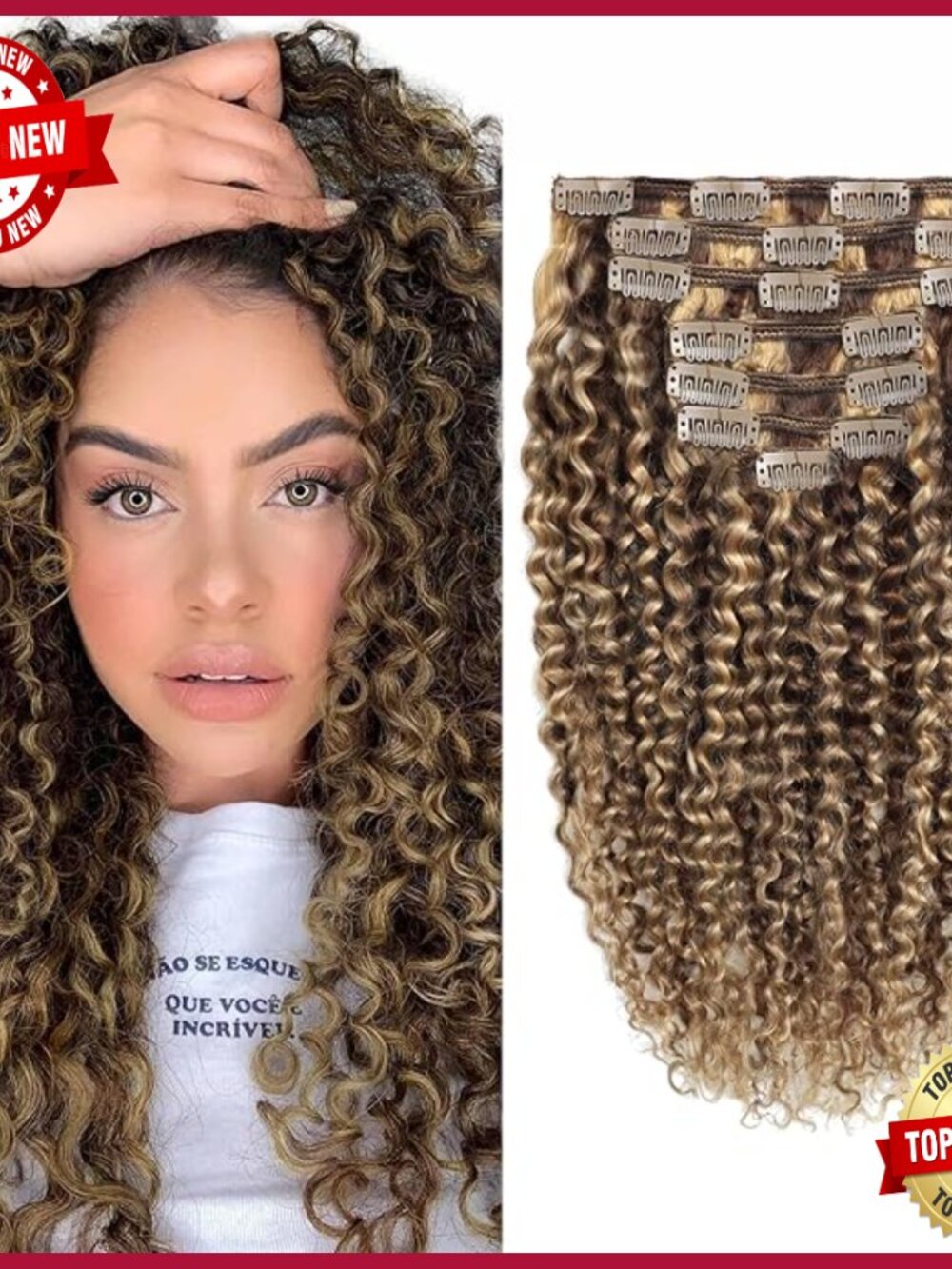 Jerry Curly Clip-In Human Hair Extensions 20 Inch 120g 7 Pieces
